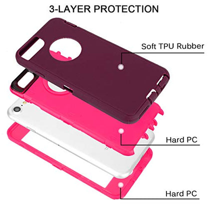 MAXCURY for iPhone 6 Case iPhone 6S Case, Heavy Duty Shockproof Series Case for iPhone 6/6S (4.7")-V2 with Built-in Screen Protector Compatible with All US Carriers (Wine/Fuchsia) - color: Wine/Fuchsia