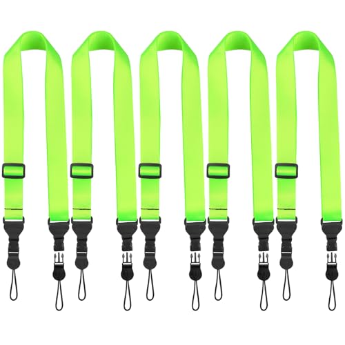 FIEIL 5 Pack Nylon iPad Strap, Adjustable Camera Neck Strap, Comfortable Shoulder Strap for iPad, Cellphone Tablet, Camera, Laptop, Binocular(Fluorescent Green Universal Neck Lanyard) - size: 5 Pack Fluorescent Green