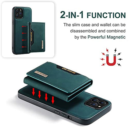 Leather Wallet Phone Cases Compatible with iPhone 14 Pro Max Case with Card Holder Men 6.7'' 2 in 1 Detachable Back Cover (Green, IP 14 Pro Max) - color: Green, size: IP 14 Pro Max