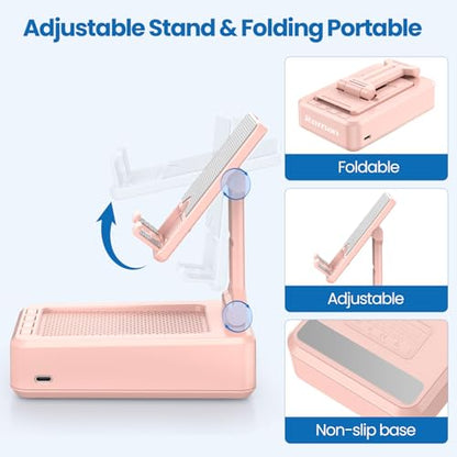 JTEMAN Bluetooth Speaker with Cell Phone Stand,Gifts for Men Tech Gadgets - color: Pink