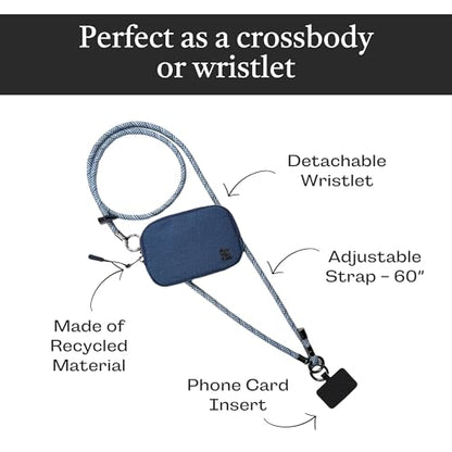Save the Girls Active Phone Lanyard Crossbody Rope Strap with Wallet, Navy - color: Navy