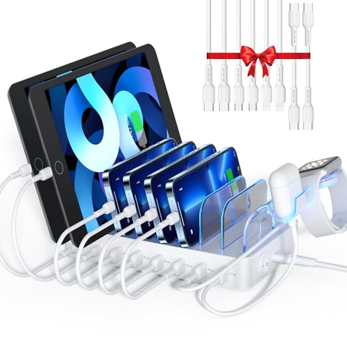 SooPii 8-Port USB-C Charging Station for Multiple Devices,White