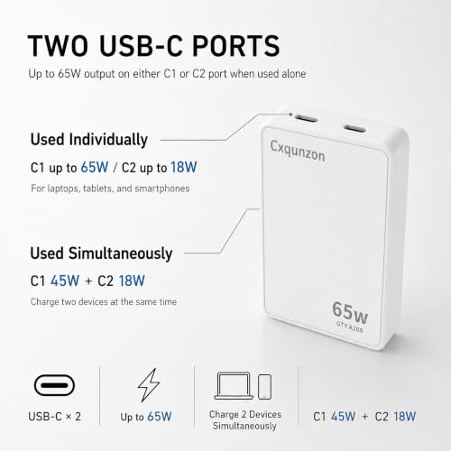 65W Slim USB C Wall Charger - color: White