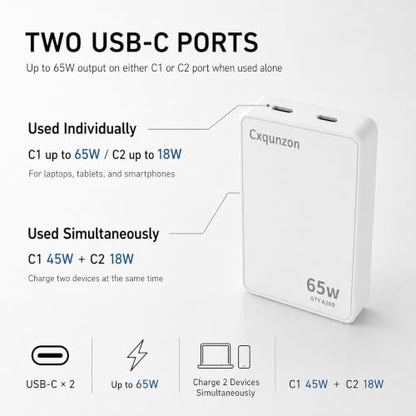 65W Slim USB C Wall Charger - color: White