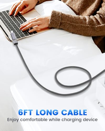2Pack 4 in 1 Charging Cable 65W Fast Charging [6FT], Multi Charger Cord USB C to USB C/Lightning/USB A, Durable Nylon Braided Power Delivery for iPhone 17 17e 16 15 14, MacBook, Samsung Galaxy S26 S25