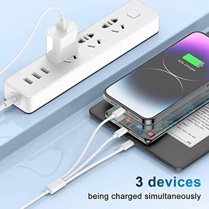 Multi Charger Cable 6Ft 2Pack, 3 in 1 Charging Cord, Universal Phone Cables