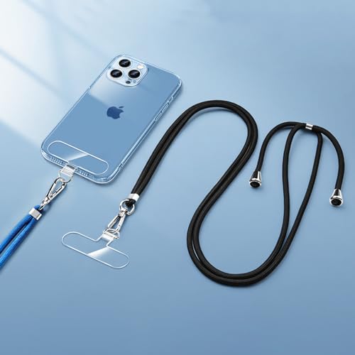 12-Piece Universal Phone Lanyard Patch - No Adhesive, Cell Phone Strap Replacement Part - color: Black