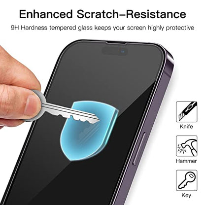 JETech Full-Coverage Screen Protector for iPhone 14 Pro Max, 3-Pack | Black Edge Tempered Glass, Easy Installation Tool, HD Clear, Case-Friendly - size: iPhone 14 Pro Max