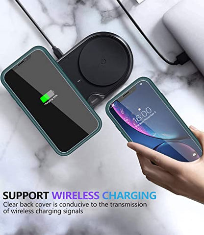 Diverbox for iPhone XR Case [Tempered Glass Screen Protector] [Shockproof] [Dropproof] Heavy Duty Protection Phone Case Cover for Apple iPhone XR (Dark Green) - color: Dark Green-2in1
