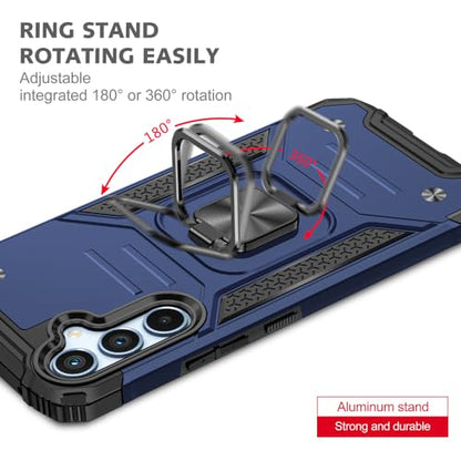 for Samsung S23 FE Case: S23 FE Case with Screen Protector: (Heavy Duty) Military Grade 360° Rotatable Kickstand Shockproof Protective Cases for Samsung Galaxy S23 FE (Blue) - color: Samsung S23 FE Case Blue