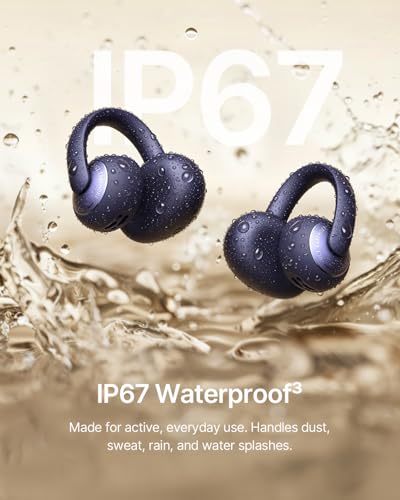 Baseus Bowie MC2 Open Ear Clip On Earbuds, CloudComfort 2.0 Wrap-Around Design, LDAC Hi-Res Audio, Bluetooth 6.0, 55H Playtime, 4-Mic AI Clear Call, IP67 Waterproof for Running Gym Workouts - color: Blue
