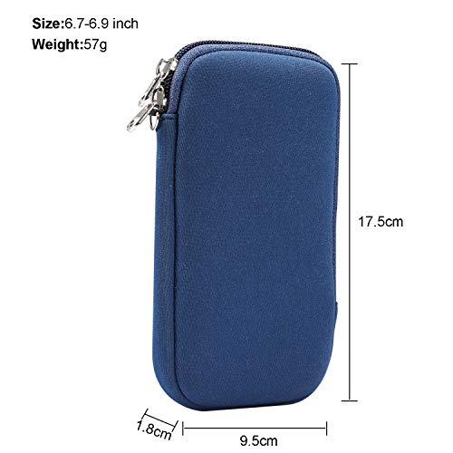 Neoprene Cell Phone Sleeve Zipper Phone Pouch Case for Samsung Galaxy S26 Ultra S25 Ultra S24 Ultra S23 Ultra A17 A16 A26 A36 A56 A15 A25 A35 A55 A14 A13 A07 A06 A05 A04 A03s, iPhone 16 Pro Max (Blue) - color: Blue