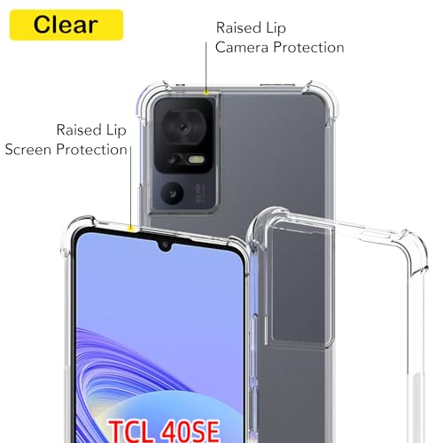 USTIYA Case for TCL 40 se Clear TPU Four Corners Military-Grade Protection Cover Transparent Soft funda