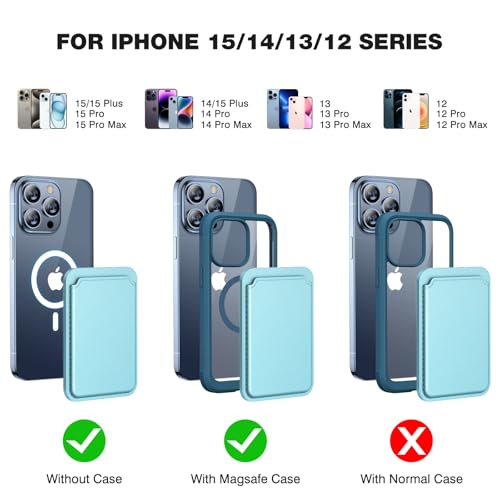 Miracase Magnetic Wallet, Compatible with MagSafe Wallet, 3-Card Holder, for iPhone 15/14/13/12 Series，Light Blue - color: C-Light Blue, style: Basic Wallet