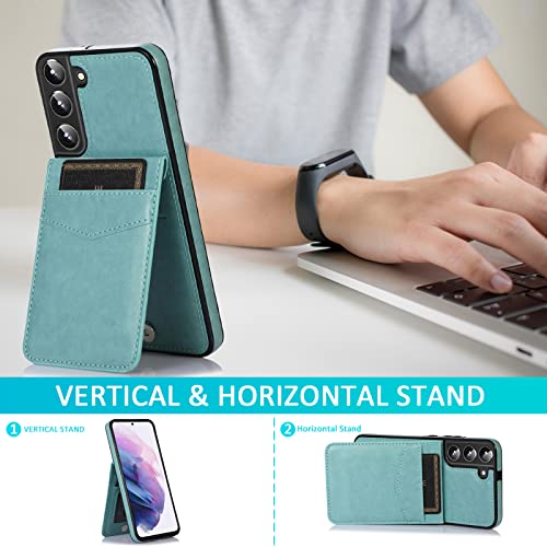 Asuwish Phone Case for Samsung Galaxy S22 Plus /S22+ with Tempered Glass Screen Protector and Credit Card Holder Wallet Cover Stand Leather Cell Accessories Glaxay S22Plus Cases Women Men Green - color: Green