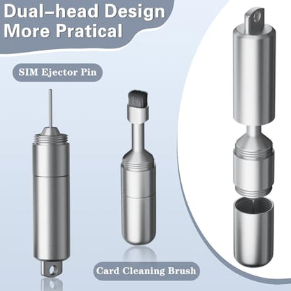SIM Card Removal Tool - SIM Ejector Pin with Cleaning Brush and Small Carabiner Clip - 2 in 1 EDC Eject Pins Reset Needle for All Cell Phones
