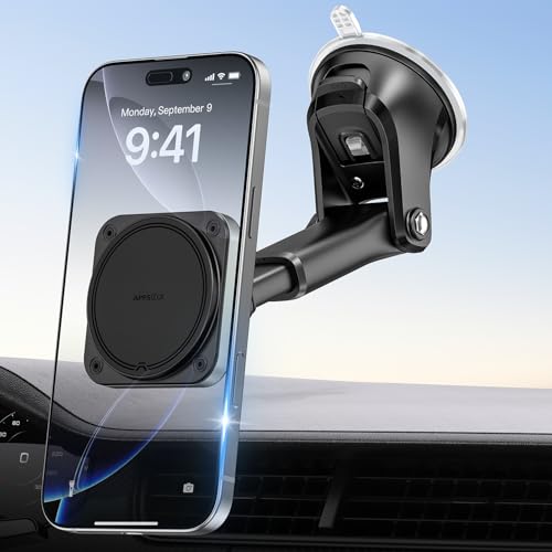 APPS2Car Magnetic Car Mount for MagSafe, Dashboard and Windshield Holder - color: Dark Black