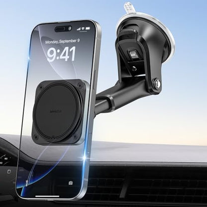 APPS2Car Magnetic Car Mount for MagSafe, Dashboard and Windshield Holder - color: Dark Black