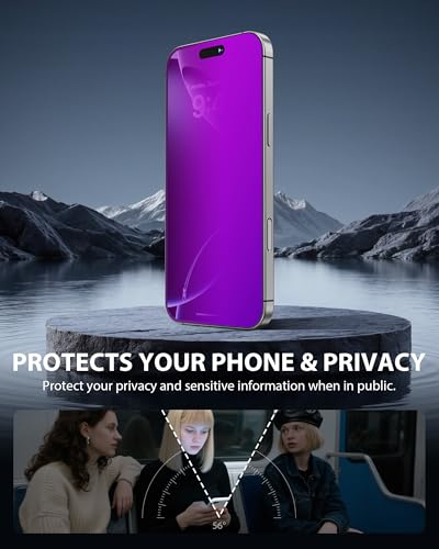 GIGIKISS Compatible for iPhone 17 Pro Privacy Screen Protector 6.3 Inch, Purple Gradient Anti Spy Anti Blue Light HD Screen Protector Tempered Glass Easy Installation - size: for iPhone 17 Pro - 6.3 inch