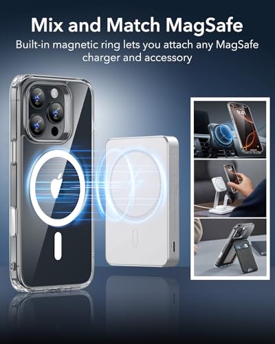 ESR for iPhone 16 Pro Case, Compatible with MagSafe, Shockproof Military-Grade tection, Magnetic iPhone Case for iPhone 16 Pro, Classic Hybrid Case (HaloLock), Clear Black - color: Clear Black