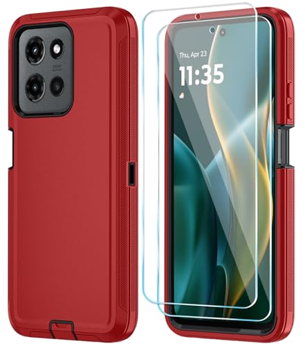Qinmay Phone Case for Motorola Moto G 2026/Moto G Play 5G 2026 Case with HD Screen Protector, Heavy Duty Shockproof & Dropproof 3-Layer Cover Phone Case,RedBlack - color: RedBlack