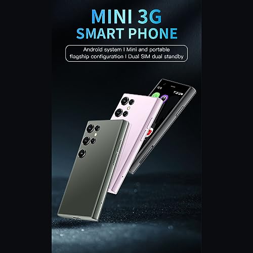 Diyeeni S23 Pro Mini Smartphone 3.0 Inch 3D Glass, 2GB 16GB ROM, 2MP Rear Camera, 3G Pocket Cell Phone for 8.1, Dual Cameras, Backup Phone (Black)