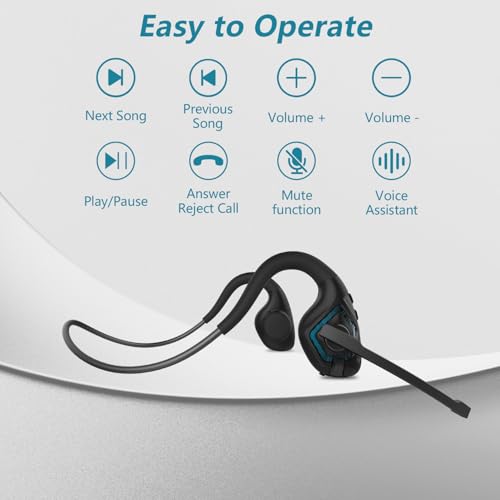 BANIGIPA Bluetooth Headset with Microphone, Open Ear Headphones with Mic