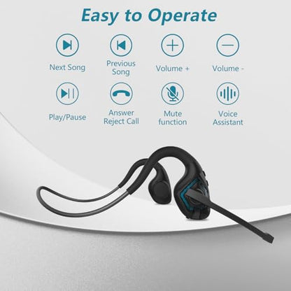 BANIGIPA Bluetooth Headset with Microphone, Open Ear Headphones with Mic