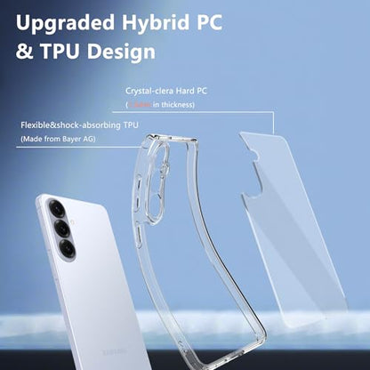Clear Case for Samsung Galaxy S26+ Plus Case with 2 Pack Screen Protector,Shockproof Soft TPU Bumper and Hard PC Back Phone Case,Non-Yellowing,Anti-Scratch,Drop Protection,Slim Fit Cover Case - color: Samsung S26 Plus