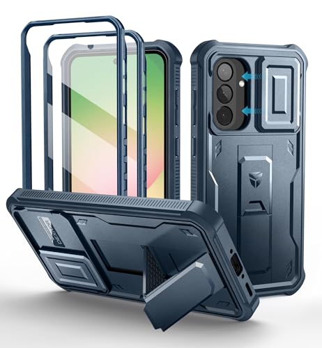 Dexnor for Samsung Galaxy A56-5G Case, [2 Front Frame] [Built-in Magnetic Slide Camera Cover & Kickstand] Heavy Duty Protection Shockproof Phone Case with Screen Protector, 6.7 inch Navy Blue - color: Navy Blue, size: Samsung A56 5G