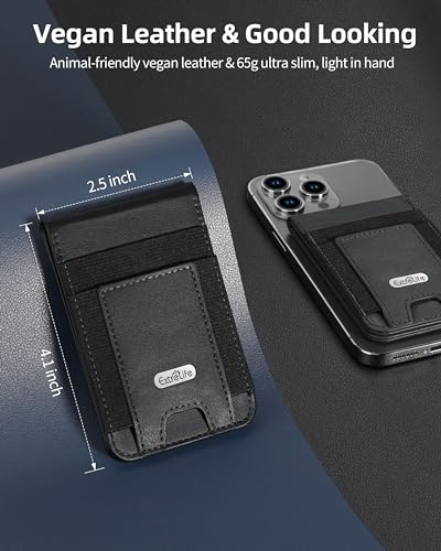 For Magsafe Wallet Stand, Hold 10 Cards, Strongest Magnetic Wallet | Leather Magnetic Phone Wallet for iPhone 17/16/15/14/13 Series, ID Window, 4 Card Slot, RFID Blocking, Black - color: Black