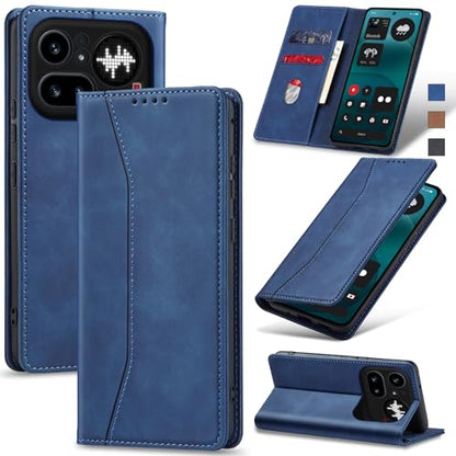 Jasonyu Flip Wallet Case for Nothing Phone 4a Pro 5G,Blue | PU Leather Magnetic Folio Cover,with Card Holder,Kickstand,TPU Shockproof,Durable,Protective Phone Case - color: Blue, size: Nothing Phone 4a Pro