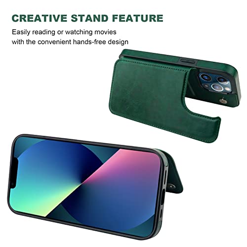 ONETOP for iPhone 13 Pro Wallet Case with Card Holder,Green - color: Green