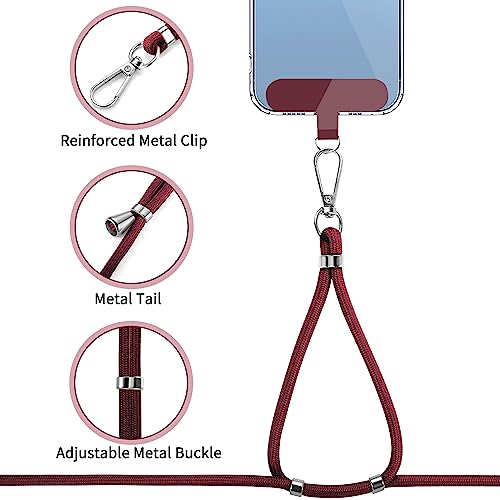 CACOE Phone Lanyard, Dark Red, 2 Pcs - color: Dark Red, size: 30"（Neck Strap×1）+8"（Wrist Strap×1）