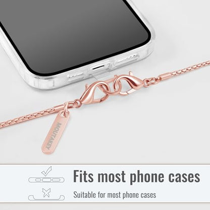 MOUTAKEY Cell Phone Lanyard Crossbody Phone Chain with Metal Detachable Phone Wrist Strap Cute iPhone Chain For Women (Pink Gold, Long) - color: Pink Gold, size: Long