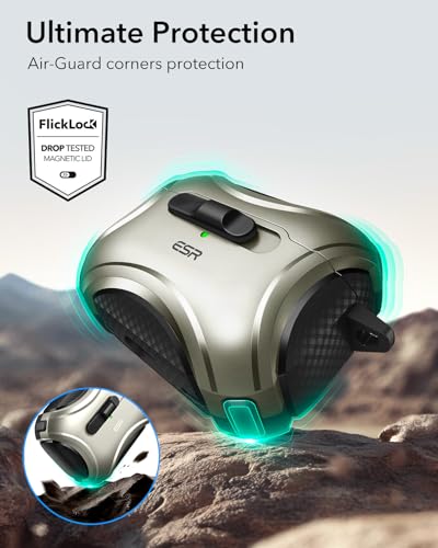ESR for AirPods Pro 2 Case, Compatible with MagSafe, Cyber Series, Tianium - color: Titanium, size: AirPods Pro 2&1 Case