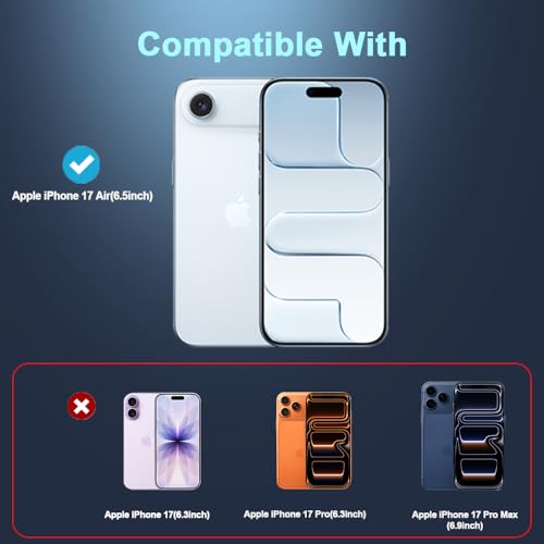 9H+ Tempered Glass for iPhone 17 Air Screen Protector with Auto Dust Removal Installation Frame Military Grade Protection (Scratch, Shatter, Drop Resistance) Full Edge Coverage 6.5" 2025, 2 Pack - size: iPhone 17 Air