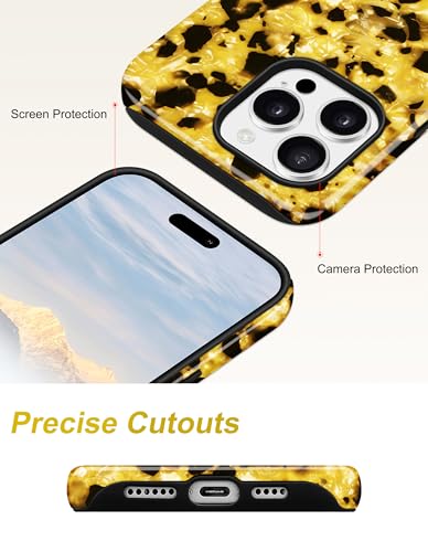 Jusy Magnetic Golden Tortoise Shell Phone Case for iPhone 16 Pro Max,Golden | Compatible with MagSafe,Cute Aesthetic Cheetah Leopard Design,TPU and PC Protective Shockproof Cover - color: Golden