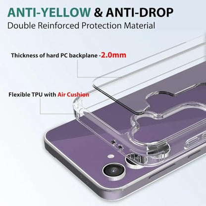 for Samsung Galaxy S24 FE Case Crystal Clear Slim Hard Case Hybrid Shockproof Bumper with Tempered Glass Screen Protector Full Body Anti-Yellow Anti-Scratch Phone Protective Cover - color: Galaxy S24 FE
