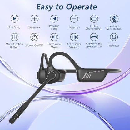 BANIGIPA Bluetooth Headset with Microphone, Open Ear Headphones with Mic