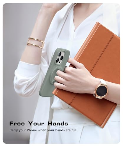 GONEZ Magnetic Phone Grip Compatible with MagSafe, Removable Silicone Loop Grip, Phone Ring Holder for Back of Phone for iPhone 17/16/15/14/13/12 Series, Calke Green - color: Calke Green
