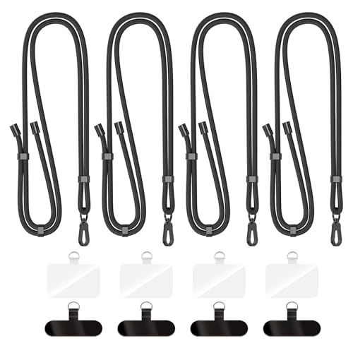 Phone Adjustable lanyard for phone with Tether Tabs - color: 4pack-black