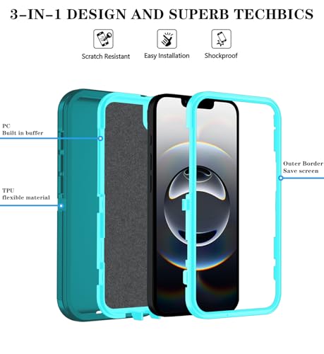 Phone Case for iPhone 16e Case & iPhone 17e Case with HD Screen Protector, Heavy Duty Shockproof & DustProof & 3-Layer Cover Phone Case (LakeSkyBlue, for iPhone 16e/17e) - color: LakeSkyBlue