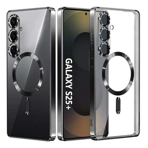 Hurgoer for Samsung Galaxy S25 Plus Case.Soft TPU Electroplated Frame Cover with Clear Back.Drop Tested Protective Full Body S24 Plus Case.Thin Light Slim【Not Magsafe】 (Black, S25/S24 Plus) - color: Black, size: S25/S24 Plus