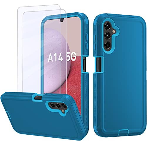 for Samsung Galaxy A14 5G case,A14 5G Heavy Duty case,[Military Grade Protective ][Shockproof] [Dropproof] [Dust-Proof], Compatible with Galaxy A14 5G (Lake Blue) - color: Lake Blue
