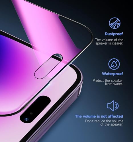 2 PACK Compatible with iPhone 14 Pro Max Privacy Screen Protector 25 Degree Anti Spy Tempered Glass Easy Installation Frame Gradient colorful anti Blue light eye protection Bubble Free Case
