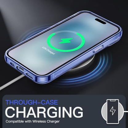 JETech Case for iPhone 15, Anti-Yellowing, Dark Blue | Shockproof Protection, Scratch Resistant Hard PC Back, Durable Transparent TPU Bumper - color: Dark Blue, size: iPhone 15