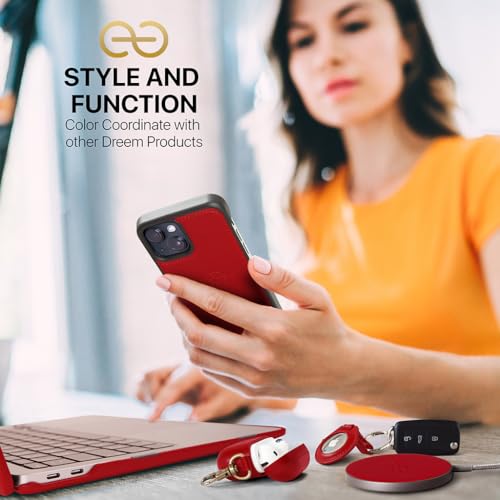 Dreem Vegan Leather Magnetic Detachable Wallet Case for iPhone 13 Red | Built-in Phone Stand, RFID Blocking Card Holder Flip Cover, MagSafe Compatible, Gift Box [Fibonacci: Red] - color: Red, size: iPhone 13
