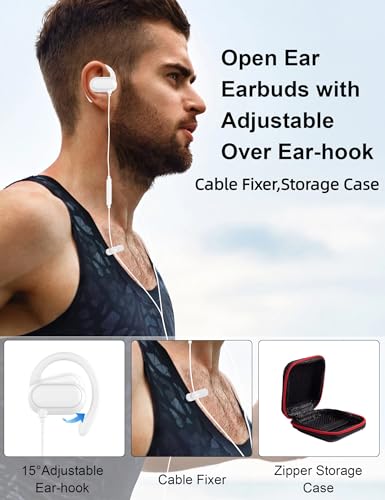 AHFYCIH Open Ear USB C Headphones Wired Earbuds Earphone with Over Ear Hook - color: White