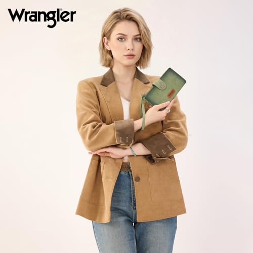 X Wrangler Wallets Women Minimalist Wristlet Wallets, Card Cases & Money Organizers Wallet Bifold with Phone Pocket - color: Green